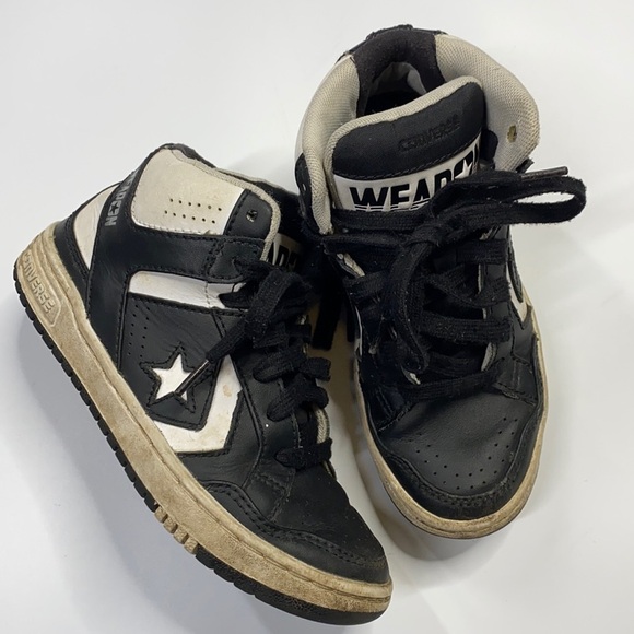 CONVERSE X John VARVATOS JV WEAPON MID HI LEATHER Sneaker Black Youth Size 13 - Picture 1 of 8